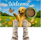 Welcome Spring Pet Feeding Mat 24" x 16" Non Slip Dog and Cat Food Mat Easy Clean Feeding Mat for Puppy and Kitten Cute Cat Feedings Mat for Indoor Cats Food and Water Mat for Pet Bowls