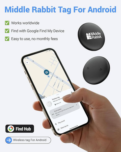 Dog GPS Tracker Tag for Android, Pet Tracker for Dogs | No Subscription, Works with Google Find My Device | Android AirTag Alternative for Dog Collars & Pets