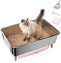 Stainless Steel Sifting Litter Box for Pine Pellet Cat Litter Non Clumping Litter System with Dust Collecting Drawer X-Large