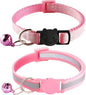 2 Pack Breakaway Cat Collars with Bells, Reflective Design and Claw Print Design, Safety Buckle Kitten Collars Adjustable from 7.5 to 12.5 Inches (Pink)