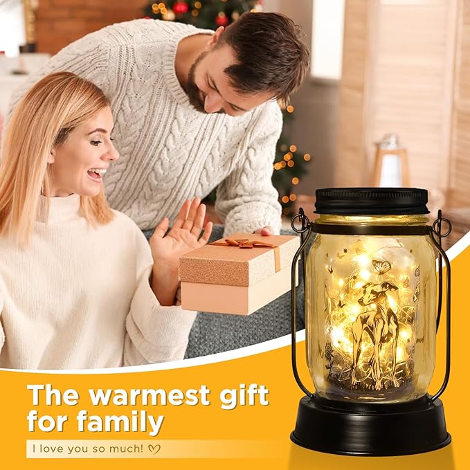 Greyhound Gifts for Women/Men Greyhound Solar Lanterns Mom Birthday Speedster Dog Lovers Lantern Pet Loss Animal Dog Memorial Lights Solar Garden Decoration for Yard, Patio,Backyard,Porch Torches