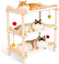 Large 3-Layer Cat Hammock Bed, 24"x15.7"x26.8" Elevated Cat Bed with Pine Wood Frame, Breathable Washable Covers, Wooden Pet Furniture for Indoor Cats and Small Animals(White, 3-Tier)