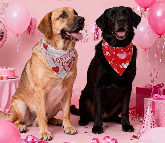 Valentine's & St. Patrick's Day Dog Bandana Set 2PCS-XLarge,Holiday Party Costumes,Pet Scarves for Boys and Girls,Dog Outfit Gifts for XLarge Dogs,Diverse Festive Styles