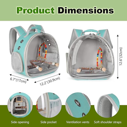 Portable Parrot Travel Cage Carrier with Small Swing Toy&Cage Colorful Toys Set Small Bird Parakeet Bag with Standing Perch Bird Carry Transport Backack