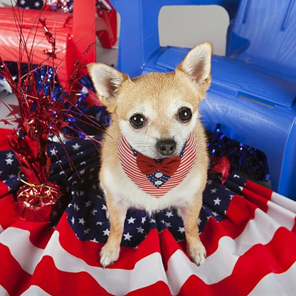 FUAMEY Dog Tuxedo American Flag for Medium Dogs,Dog Formal Suit Dogs Attire Pet Bow Tie Puppy Party Costumes Cat Tux Outfits Pets Bandana Cosplay Adjustable Bowties 4th of July Independence Day M
