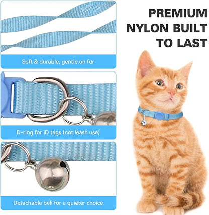 16 PCS Breakaway Cat Collars,Kitten Collar with Bell Cat Collars for Boy Girl Cats Breakaway Collar for Cats 7.5-12.6 Inch