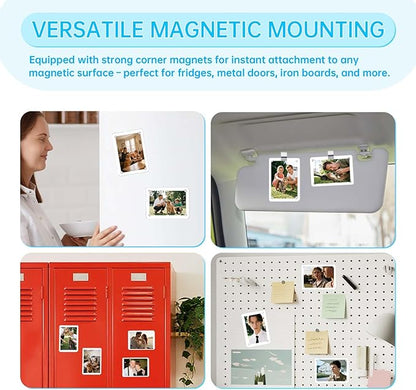 4 Pack Magnetic Car Visor Photo Holder – Personalized Acrylic Clip for Family, Pets, Travel Pictures – Easy Snap-On Car Accessory for Sun Visor (4 Pack, 2.4''x3.5'')