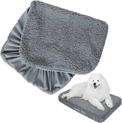 Dog Bed Covers 2 Pack Soft Plush Replacement Washable, Waterproof Pet Mattress Bed Liner Grey 44x32 Inches, for Dog/Cat, Cover Only