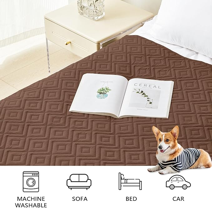 hyha Waterproof Dog Blanket, Soft Dog Bed Cover Pet Blankets, Waterproof Sofa Couch Cover for Dogs Washable, Reversible Pet Couch Covers for Sofa Furniture (40x70 Inch, Brown/Brown)