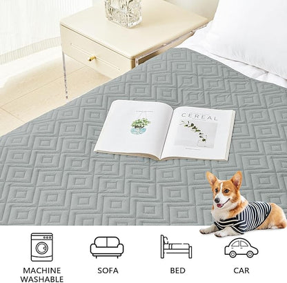hyha Waterproof Dog Blanket, Soft Dog Bed Cover Pet Blankets, Waterproof Sofa Couch Cover for Dogs Washable, Reversible Pet Couch Covers for Sofa Furniture (30x53 Inch, Grey/Beige)