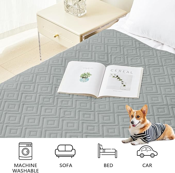 hyha Waterproof Dog Blanket, Soft Pet Bed Blankets, Waterproof Sofa Couch Cover for Dogs Washable, Reversible Pet Couch Covers for Sofa Furniture (40x70 Inch, Grey/Light Grey)