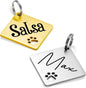 Ultra Joys Dog Tags Personalized for Pets - Hollow Paw Custom Pet ID Tag - Engraved Dog Tag for Small, Large Dogs - Large Diamond in Gold