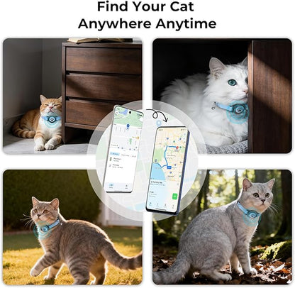 GPS Cat Tracker Collar(iOS & Android), Bluetooth Mini GPS Dog Tracker, Smart Pet Activity Tracker, No Monthly Fee, Work with Apple Find My & Google Find Hub, Finder Tag for Pets,Items M5 1P Blue