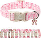 Girl Dog Collar for Small Dogs - Cute Pink Plaid & Bow Print Spring/Summer Puppy Collar, Soft Adjustable Holiday Female Dog Collars with Quick Release Buckle S