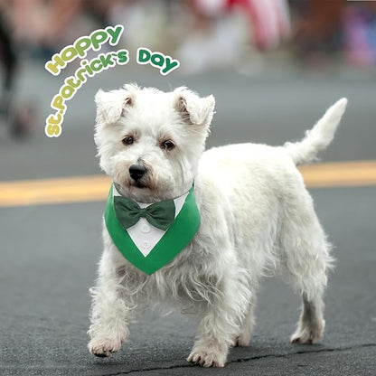 FUAMEY Dog Tuxedo St.Patrick's for Medium Dogs,Dog Formal Suit Dogs Attire Pet Bow Tie Puppy Party Costumes Cat Tux Outfits Pets Bandana Cosplay Adjustable Bowties St.Patrick's Day Green M