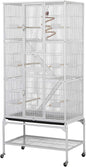 Yaheetech 69'' Extra Large Bird Cage Metal Parrot Cage w/Detachable Stand for Mid-Sized Parrots Cockatiels Conures Parakeets Lovebirds Budgie Finch, White