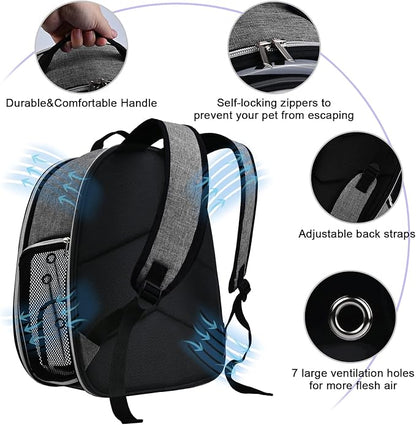 BAGLHER Cat Carrier Backpack Bubble - Fit Up to 18 Lbs - Airline-Approved Dog Backpack Carrier for Small Pets Puppies Dogs Bunny, Space Capsule Dog Carrier Backpack for Travel Outdoor Hiking, Grey