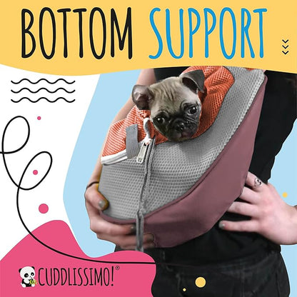 Pet Sling Carrier - Carefully Sized for Teacup & Toy Breed Puppies & Cats (Under 6lb) - Soft Pouch for Small Dogs, Yorkies, Chihuahuas - Ideal for Hands-Free Travel & Walks (Red)