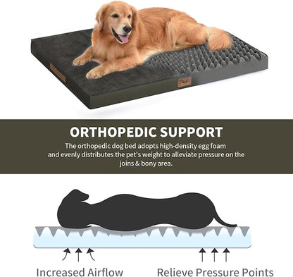 Plush Dog Bed for Medium Dogs, Waterproof Dog Crate Mat Orthopedic Egg Crate Foam Pet Bed with Washable Removable Oxford Cover, Coffee
