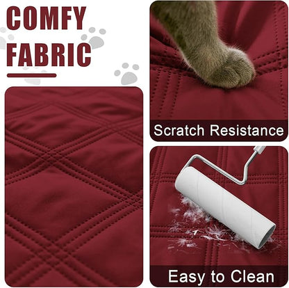 Smiry Waterproof Dog Bed Cover Blanket 68x82, Soft Reversible Pet Blanket, Washable Leakproof Cats Dogs Couch Cover for Sofa, Couch, Furniture, Wine Red/Beige