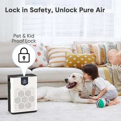 DAYETTE Air Purifiers for Home Large Room Up to 2400 Ft² with HEPA 14 Filter, Pet Air Purifier with Washable filter for Bedroom with Fragrance, Air Cleaner for Smoke Dust Pets Hair Odor, Pearl White