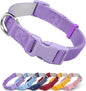 Dynmeow Soft and Breathable Cotton Dog Collar, Durable Adjustable Heavy-Duty Female Girl Pet Collar with Quick-Release Buckle, Lightweight for Sensitive Skin for Large Dogs, Purple, L