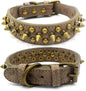 Spiked Dog Collar Soft Pu Leather Mushrooms Rivet Spike Studded Puppy Adjustable Pet Collars for Small Breeds (M, Grey1)