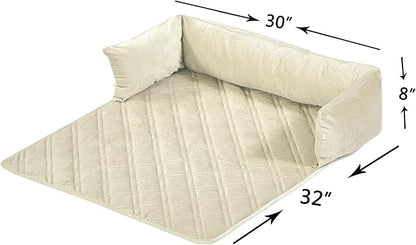 Brilliant Sunshine Premium Calming Dog Bed Mat, Silky Velvet, Removable Washable Cover, Cushion Protector and Couch Covers for Dogs, Pets, Cats, Medium, Beige Natural