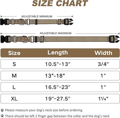 Martingale Dog Collar, Adjustable Nylon Reflective Collar with Buckle No Pull Dog Collar for Small Medium Large Dogs (Army Green S)