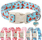 Valentines Dog Collar for Giant Large Dogs - Cute Valentine Blue Dog Collars, Adjustable Puppy Red Hearts Collar with Quick Release Buckle for Boys&Girls Dogs XL