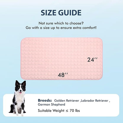 MICROCOSMOS Summer Cooling Mat & Sleeping Pad- Water Absorption Top, Materials Safe, Easy Carry, EZ Clean. Keep Cooling for Pets, Kids and Adults.(Pink, 48" x24")