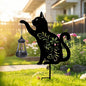 Bshine Cat Solar Light Outdoor Garden Decoration, Waterproof Metal Stake Black Outdoor Statue Lantern, Lawn Ornaments for Yard, Path, Patio, Sculpture Black Cat Memorial Gift