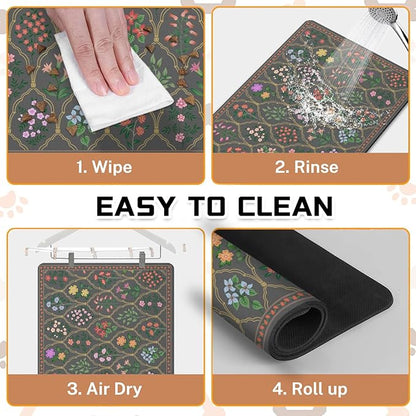 Absorbent Pet Dog Bowl Mat for Food and Water, Pet Cat Food Feeding Mat with Non Slip Rubber Backing, Dog Food Mats for Floors Waterproof, 24"x32"
