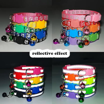 Green Breakaway Kitten Collar with Bells, [2 Pack] Break Away Cat Collar with Bells, Reflective Cat Collar for Girl Cats Boy Kitty