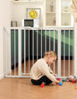 Babelio 36" Tall Baby Gate, PressGuard P7, 29-48" Auto Close Pressure Mounted Dog Gate for Stairs, Doorways & Hallway, Protector Basics Easy Walk Thru Pet Gate, White