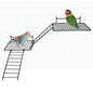 BNOSDM 4 PCS Bird Perches Platform, Stainless Steel Grid Platform for Parakeet Parrot Stand with Climbing Ladder Bird Cage Accessories for Small to Large Birds (Black)