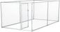 Lucky Dog Heavy Duty Outdoor Galvanized Chain Link Dog Kennel Enclosure with Latching Door, 1.5 Inch Raised Legs, and Adjustable Configuration, Silver