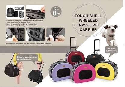 Pet Life ® 'Final Destination' Military-Grade Hardshell and Light 2-in-1 Wheeled or Carrying Travel Airline Cat and Dog Carrier Crate or Portable Pet Kennel