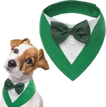 FUAMEY Dog Tuxedo St.Patrick's for Large Dogs,Dog Formal Suit Dogs Attire Pet Bow Tie Puppy Party Costumes Cat Tux Outfits Pets Bandana Cosplay Adjustable Bowties St.Patrick's Day Green L