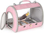 Long Tail Bird Travel Carrier Cage with Tray and Stand Perch, Portable Lightweight Clear Windows Carry Bag for Parakeet Budgies Cockatiel Transport to Vet (Pink, Cylinder Design - Clear)