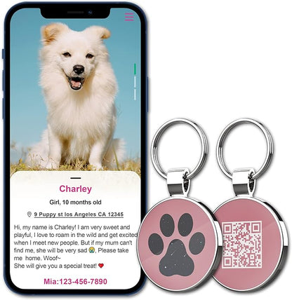 MYLUCKYTAG QR Code Pet ID | Personalized Dog & Cat Collar Tag | Online Profile with Instant Scanned Location Alert Email
