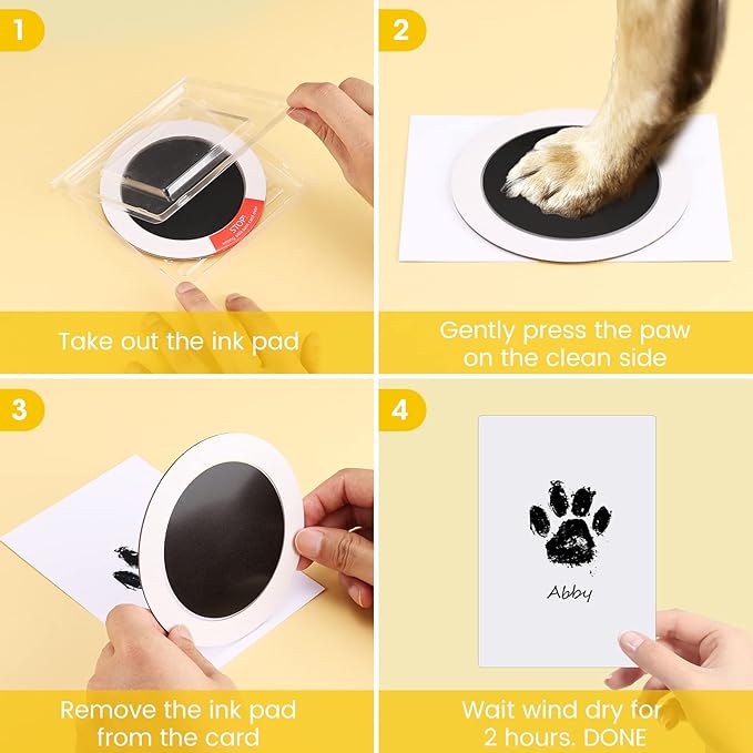 Nabance Inkless Paw Print Kit for Dogs, Cats with 3-Pcs Round Ink Pad & 2 Paper Frame, Clean Touch Dog Nose & Baby Handprint Kit, Pet Paw Print Impression Kit, Keepsake Gifts for Pet Lovers, New Moms