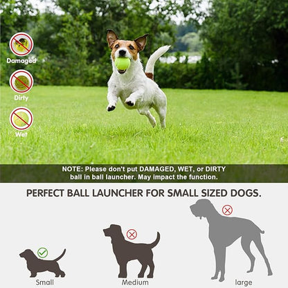 Automatic Dog Ball Launcher, Dog Ball Thrower Machine with 10-30Ft 3 Launching Distance, Interactive Toys for Small Dogs Indoor & Outdoor with 15 Mini Tennis Balls-2 Inch Light Green