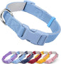 Dynmeow Soft and Breathable Cotton Dog Collar, Durable Adjustable Boy Pet Collar with Quick-Release Buckle, Lightweight for Sensitive Skin for Puppies and Extra-Small Dogs, Light-Blue, Xs