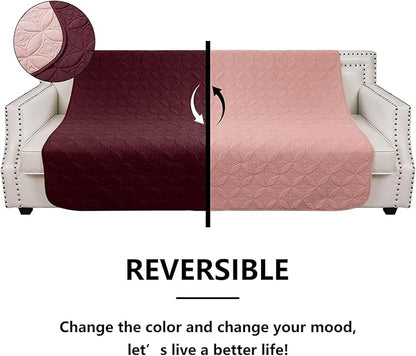 Waterproof Dog Blanket, 30x30 inches Small Pet Couch Covers for Sofa, Chair Bed Furniture Protector from Dogs Washable and Reversible-Burgundy Red+Pink