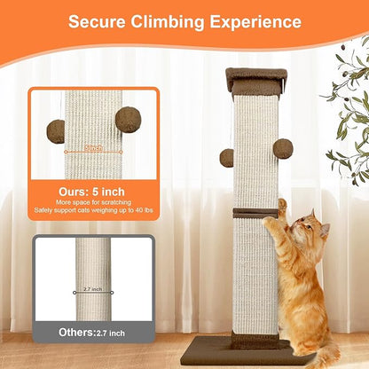 Cat Scratching Post 33 Inch Nature Sisal Cat Scratch Post for Indoor Cats, Large Cat Scratcher Protect Your Furniture, for All Breeds Brown