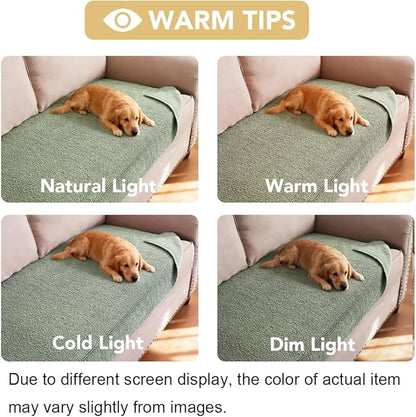 H.VERSAILTEX Non Slip Pet Couch Cover Chenille Dog Bed Protector Thick Soft Sofa Slipcover Pet Friendly Washable Couch Cushion Covers for Pets (40" x 50", Sea Foam)