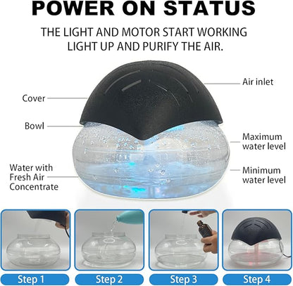Air freshener (White) - for Home, Bedroom and Office - Essential Oil Aroma Diffuser with LED Coloured Night Light with Soothing Water Flow Sound - Water Filtered air Purifier for Pets and Smokers.