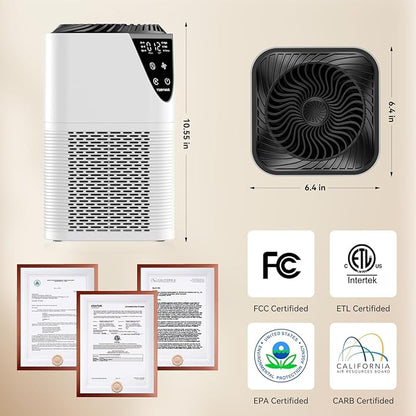 Air Purifiers for Home Large Room up to 1750 Sq Ft, H13 True HEPA Filter Air Purifiers for Bedroom Smoke/Pet Dander/Pollen, 25dB Quiet for Home,Bedroom,Office (White)