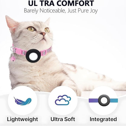 GPS Tracker for Cats, Mini GPS Pet Tracker with Collar, IPX8 Waterproof Cat Trackers Collar,No Monthly Fee,Work with Apple Find My(iOS Only),Smart Trackers for Pets-Pink-5